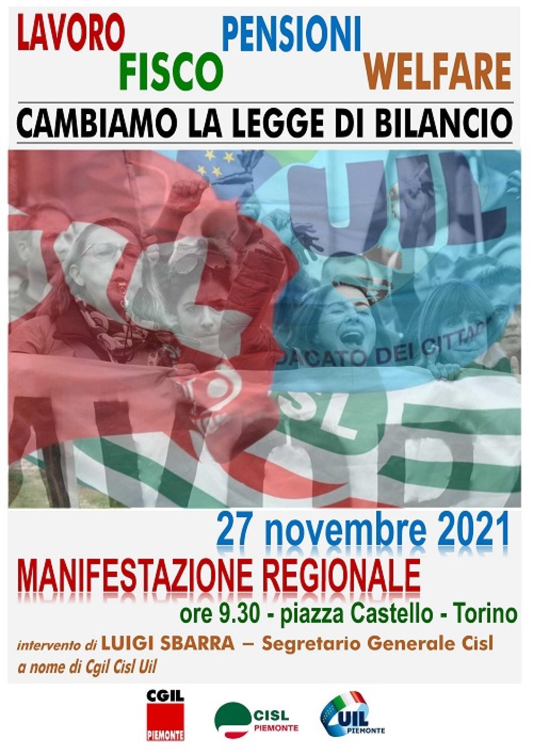 Manifestazione CGIL CISL UIL 27 novembre 2021